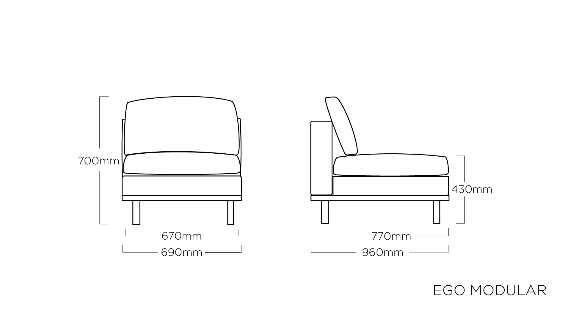 Srednje sjedalo Kettler Ego Modular silver