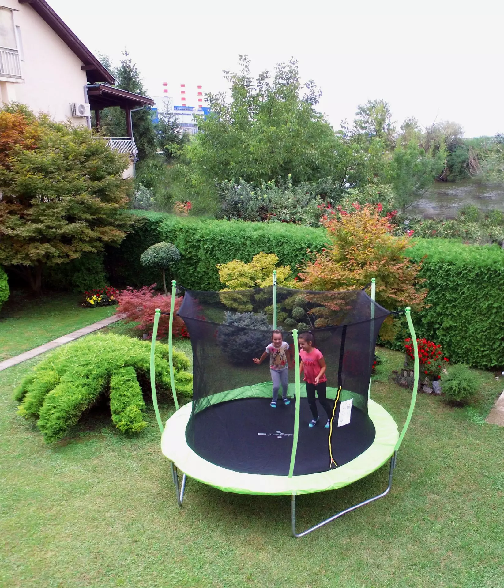 Trampolin LEGONI SPACE sa zaštitnom mrežom 366 cm, zeleni