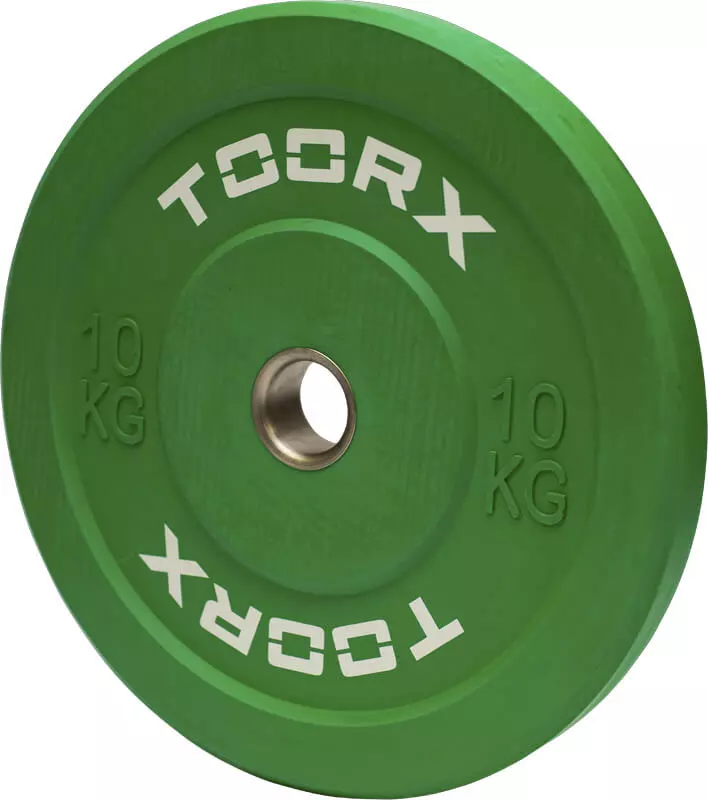 Olimpijski bumper pločati uteg Toorx 10 kg, zelen