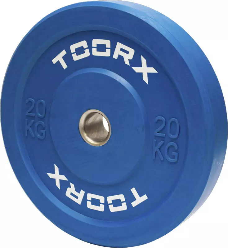 Olimpijski bumper pločati uteg Toorx 20 kg, plavi