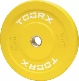 Olimpijski bumper pločati uteg Toorx 15 kg, žuti