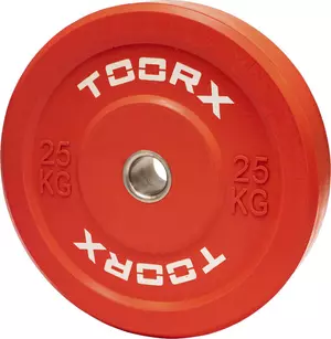 Olimpijski bumper pločati uteg Toorx 25 kg, crveni
