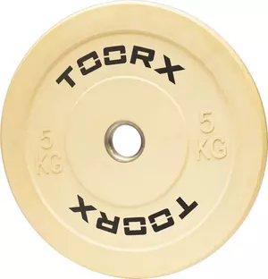 Olimpijski bumper pločati uteg Toorx 5 kg, bijeli