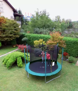 Trampolin LEGONI FUN sa zaštitnom mrežom 366 cm, tamno zeleni