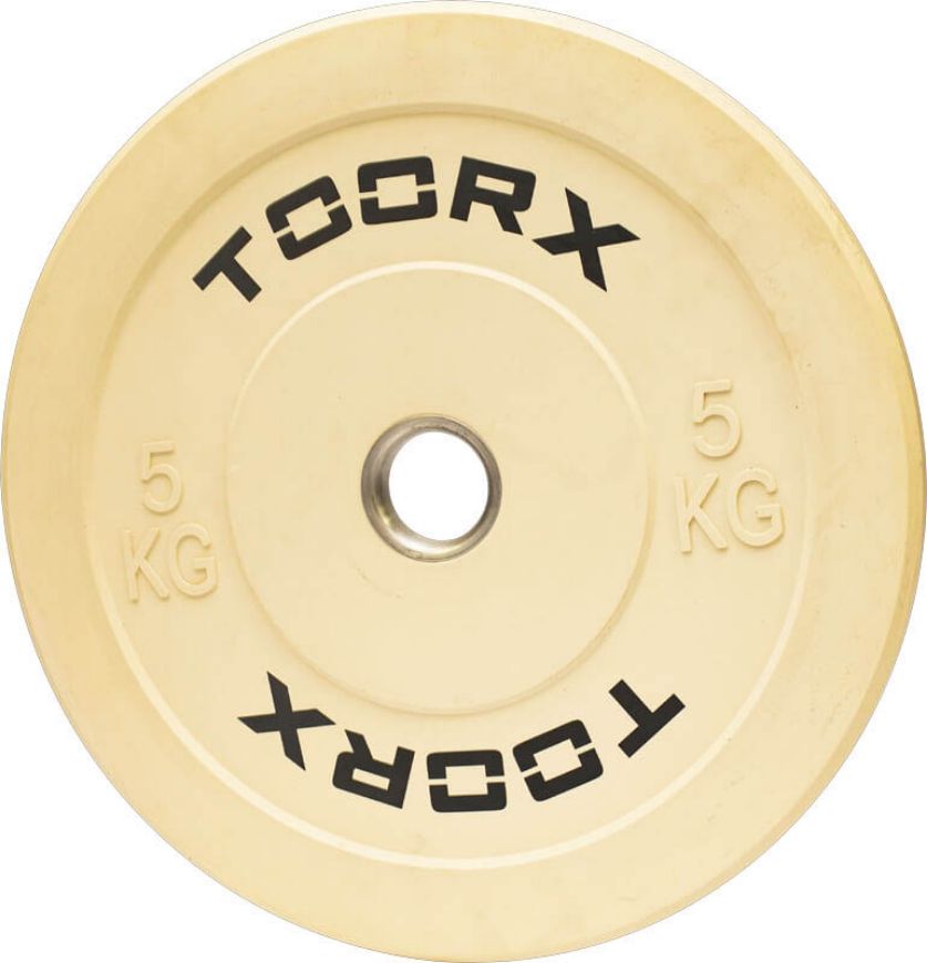 Slika Olimpijski bumper pločati uteg Toorx 5 kg, bijeli