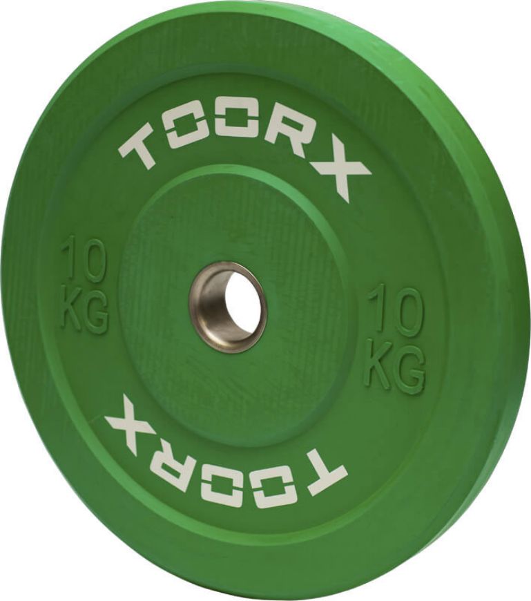 Slika Olimpijski bumper pločati uteg Toorx 10 kg, zelen